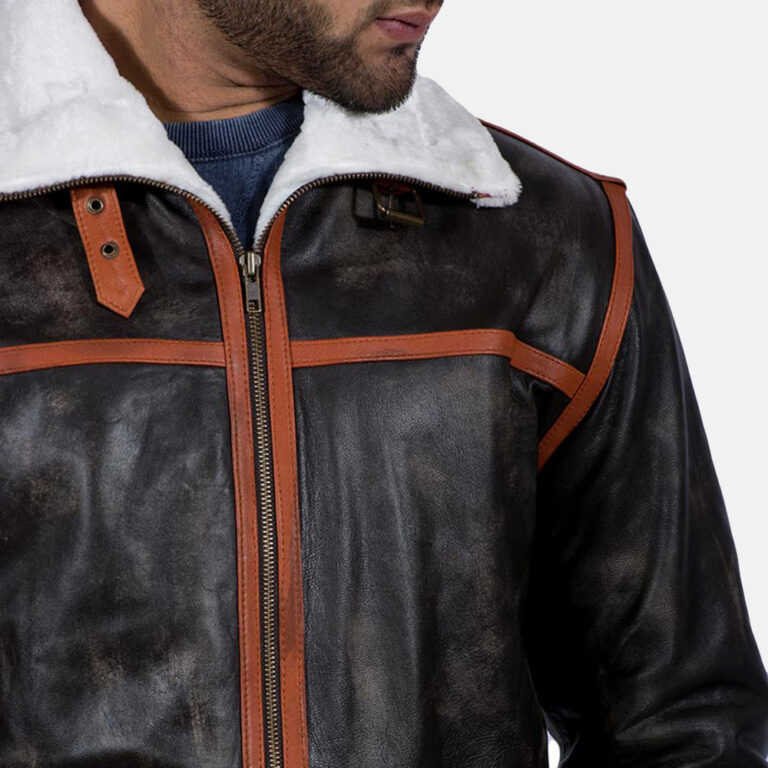 Mens Alpine Brown Fur Leather Jacket 5-1491386291054